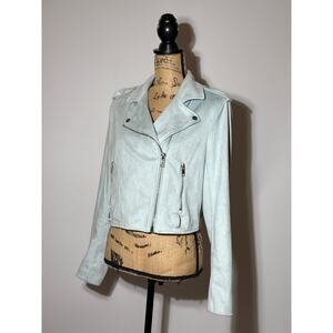 Forever 21 heavy suede zipper jacket baby blue medium